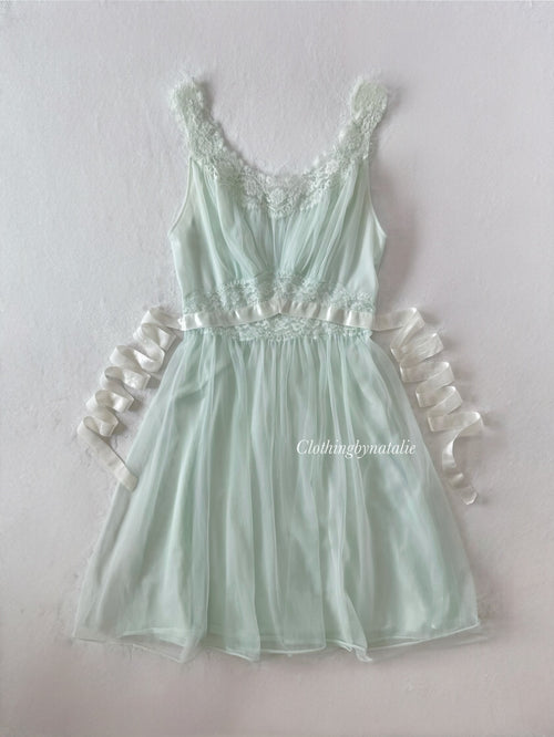 VTG Mint Chiffon Babydoll (S)