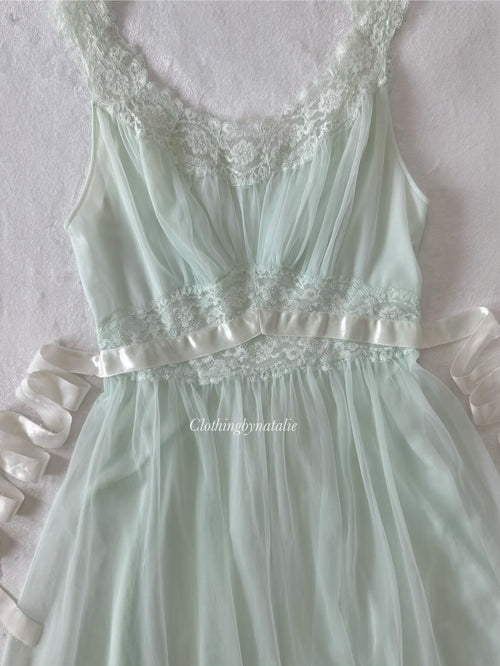 VTG Mint Chiffon Babydoll (S)