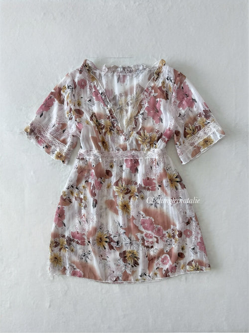 Japanese Sheer Floral Chiffon Babydoll (S/M)