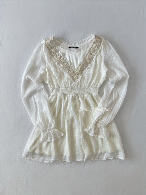 Coquette Cream Chiffon Dress (S)