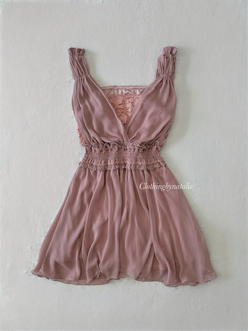 Coquette Pink Chiffon Dress (S/M)
