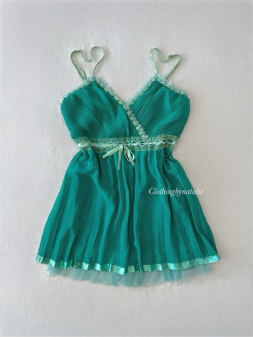 Fairy Green Pleated Chiffon Babydoll (M)