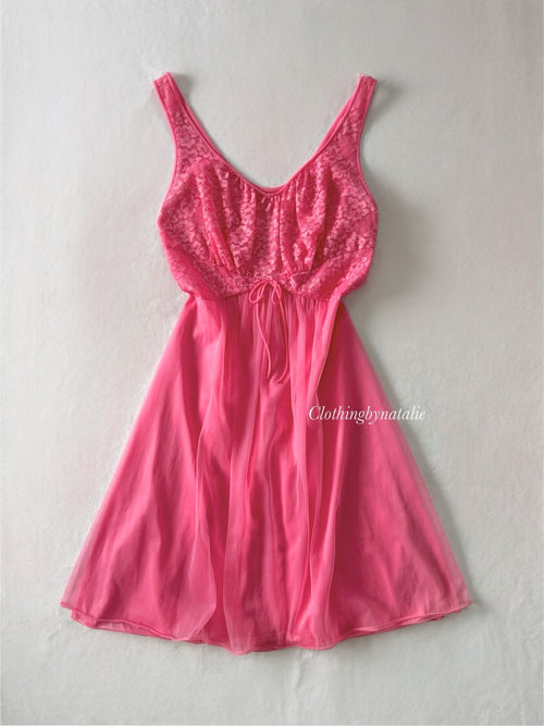 Vanity Fair Hot Pink Chiffon Babydoll size S
