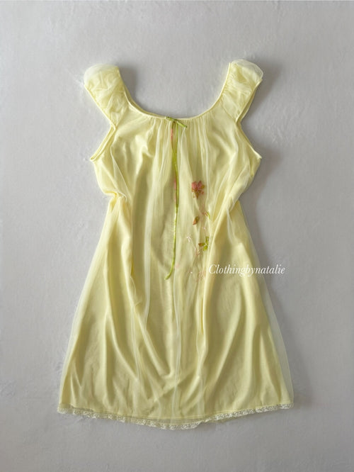 Miss Elaines Yellow Chiffon Babydoll size S/M
