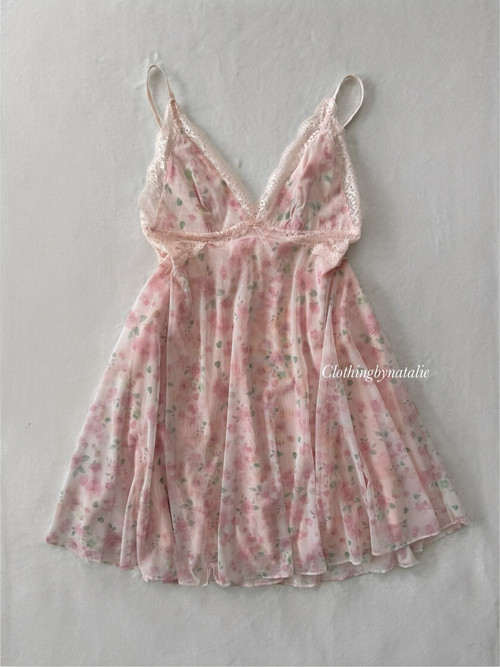 Floral Pink Mesh Babydoll size S/M