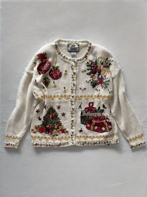 Vintage Tiara Christmas Cardigan Size M
