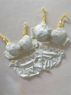 Japanese Blue Floral Lingerie Set Size 75B (Pre-order other sizes in description)