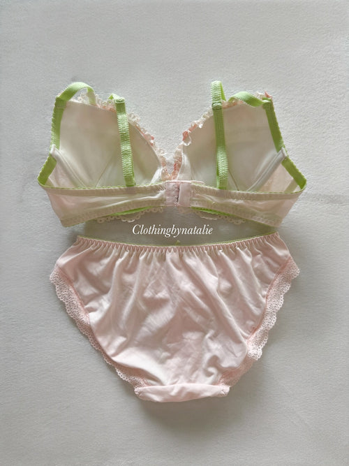 Japanese Pink Floral Lingerie Set Size 80B (Pre-order other sizes in description)