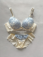 Japanese Floral Blue Lingerie Set Size 75C