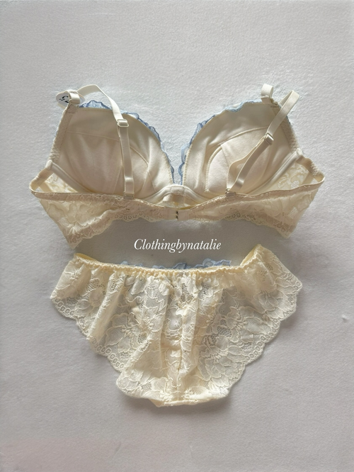 Japanese Floral Blue Lingerie Set Size 75C