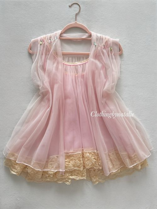 Blush Pink Chiffon Peignoir Set Size S