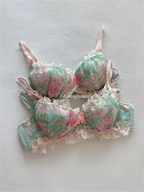 Fairy Green Floral Chiffon Bra Size 70B