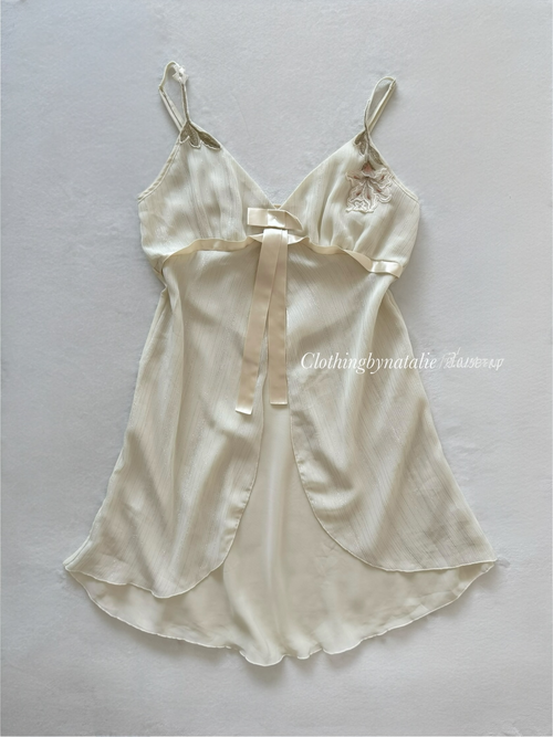 Cream Glitter Chiffon Babydoll Size S