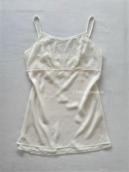 Valerie Stevens White Chiffon Babydoll Size M/L