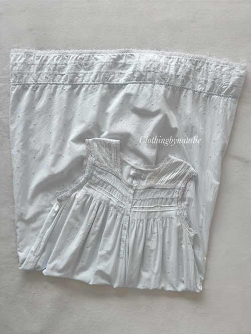 Vintage Erika Taylor Blue Prairie Cotton Nightgown Size M