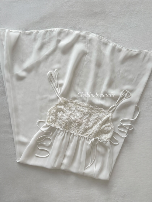 Vintage Belle Nuit White Chiffon Maxi Nightgown Size M