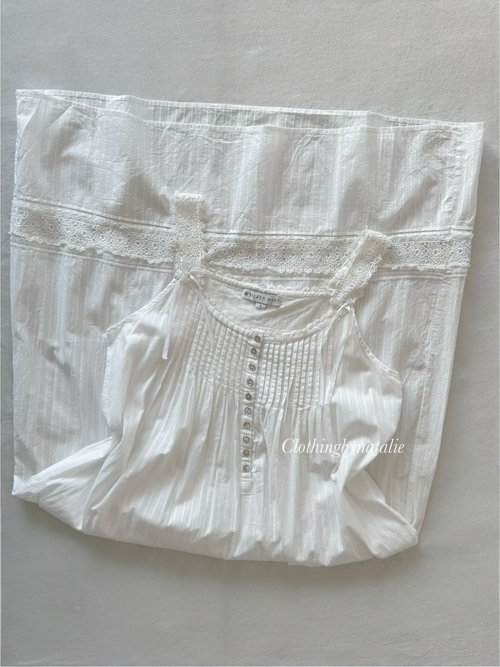 Vintage Eileen West Cotton Prairie Maxi Nightgown Size S/M