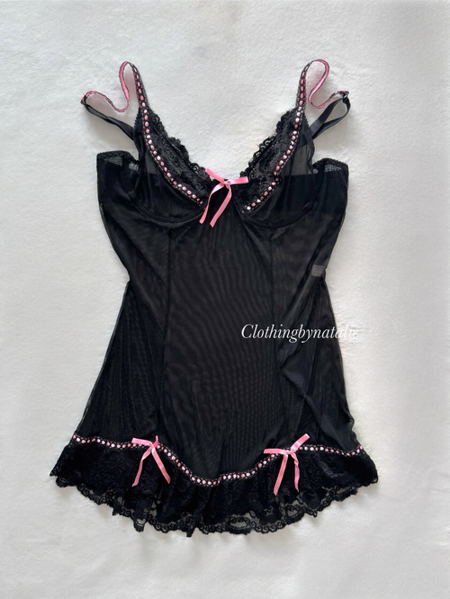 Sexy Black Mesh Mini Dress Size S