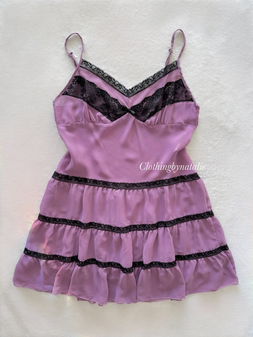 Black Purple Chiffon Babydoll Size M
