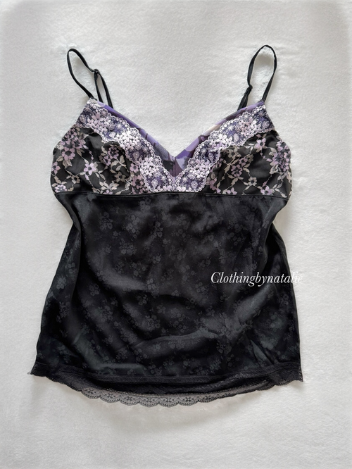 Brocade Black Satin Cami Size S