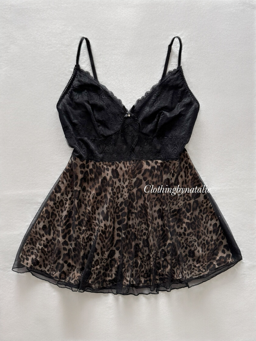 Glitter Leopard Babydoll Size S/M