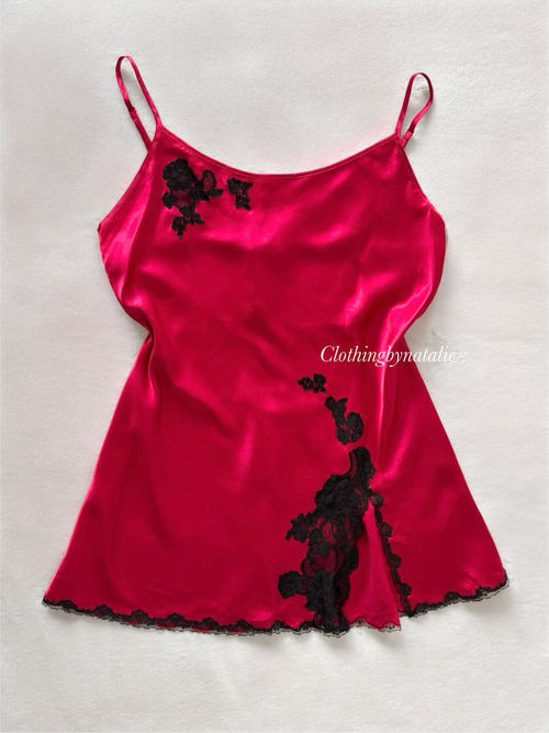 Victoria’s Secret Red Black Satin Mini Dress Size S/M