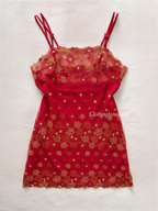 Embroidery Red Lace Slip Size M