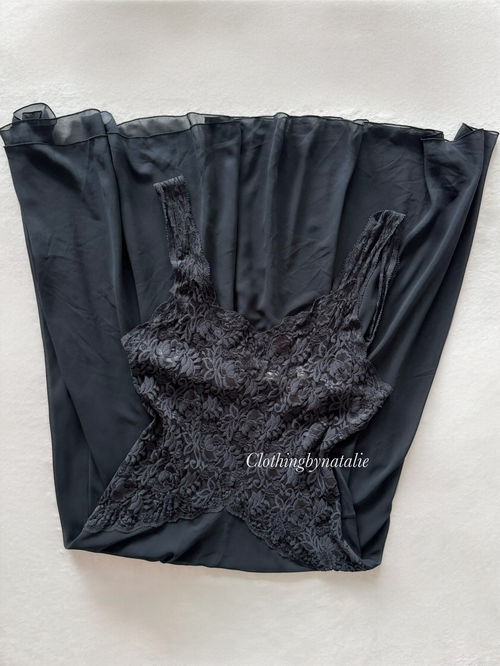 Victoria’s Secret Black Chiffon Lace Slip Size M
