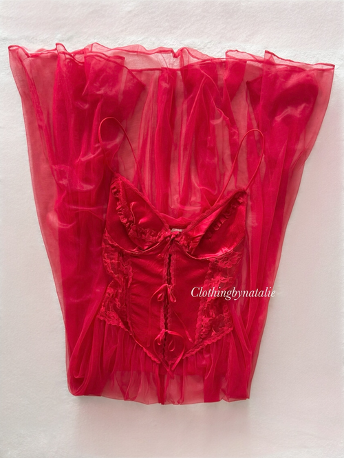 Frederick’s of Hollywood Red Chiffon Slip Size S/M