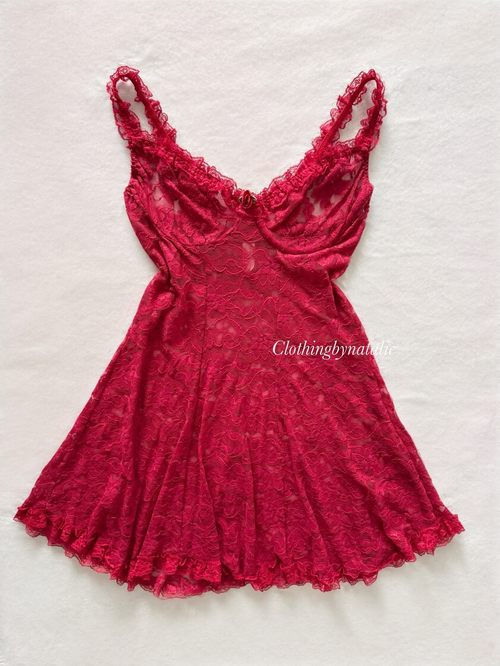 Private Luxury Red Lace Babydoll Size M