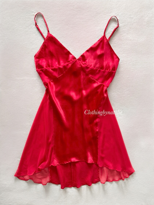Victoria’s Secret Red Satin Chiffon Slip Size S/M