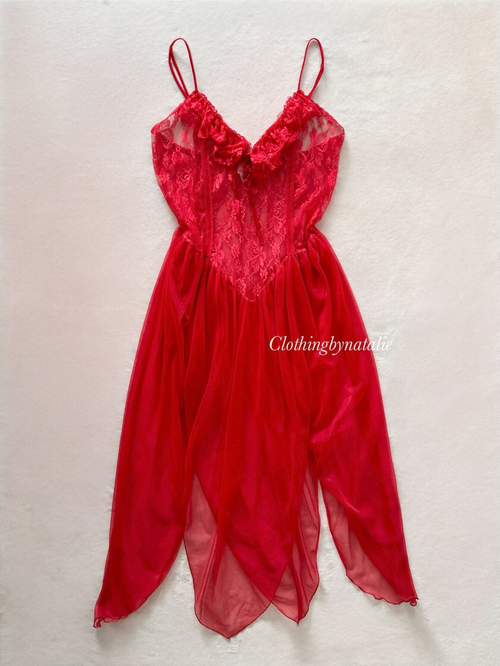 Frederick’s of Hollywood Red Lace Slip Size L