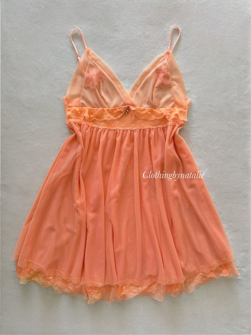 Orange Sheer Mesh Babydoll Size S/M