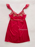 Red Nylon Lace Slip Size M