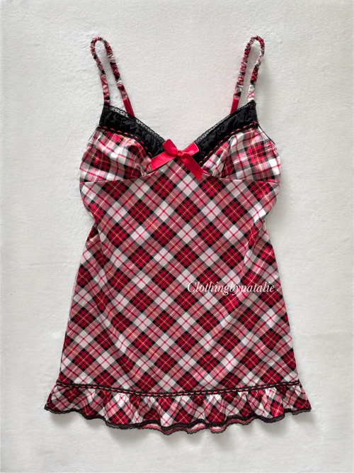 Gingham Satin Mini Dress Size S