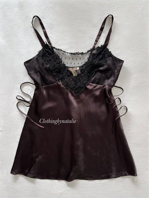 Flora Nikrooz Brown Satin Babydoll Size L