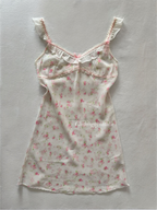 Mini Floral White Chiffon Slip Size S