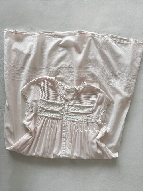 Eileen West Pink Cotton Maxi Nightgown Size L