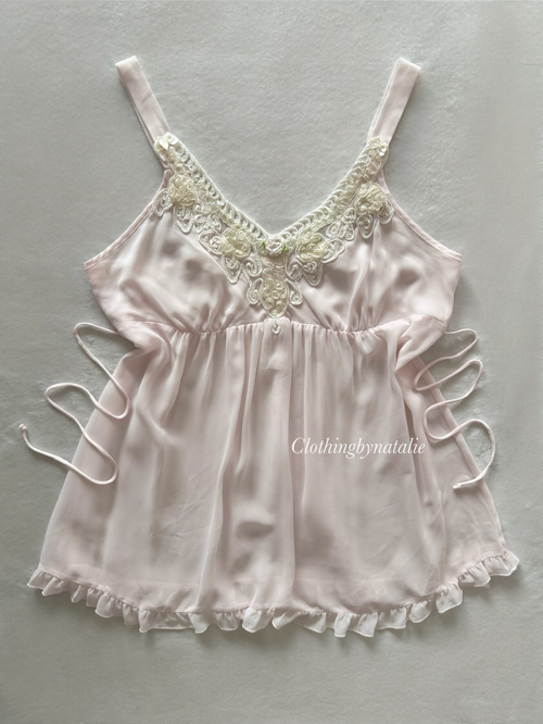Linea Donatella Pink Chiffon Babydoll Size L