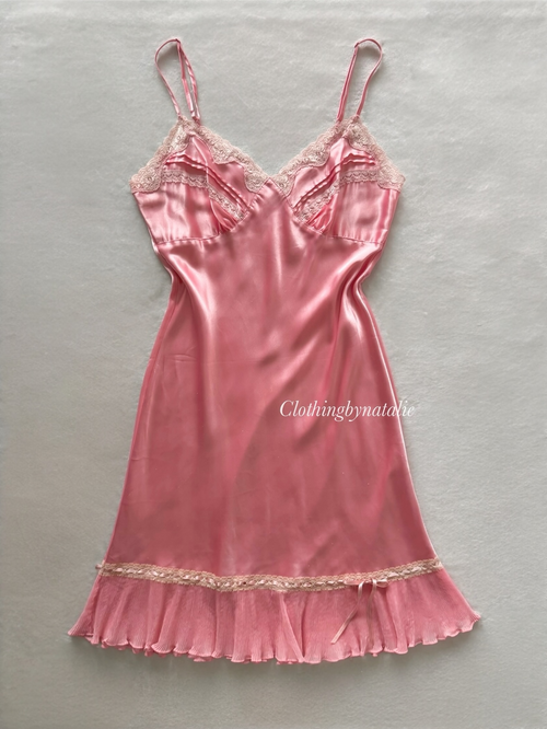 Carbenet Pink Midi Satin Slip Size S