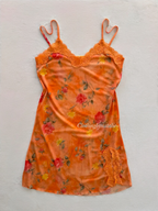 Floral Orange Mesh Slip Size S