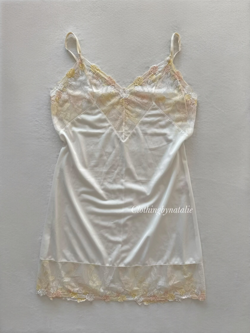 White Nylon Lace Nightgown Size S