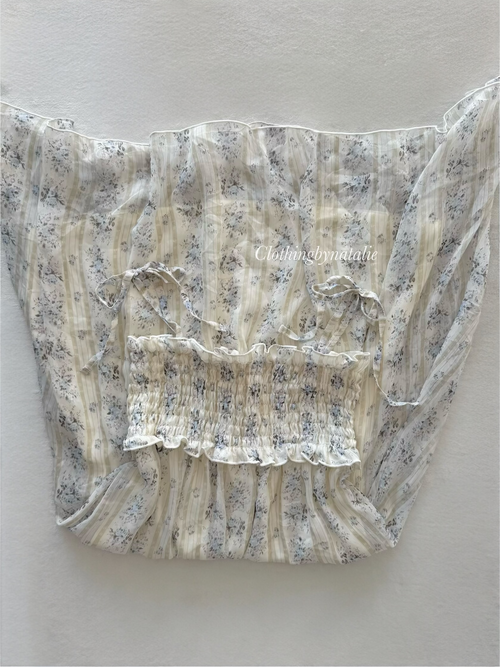 Blue Floral Midi Chiffon Dress Size S