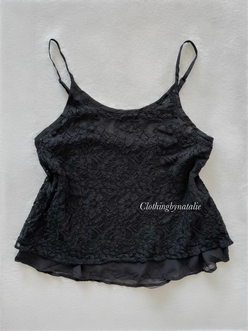 Black Lace Chiffon Cami Size S