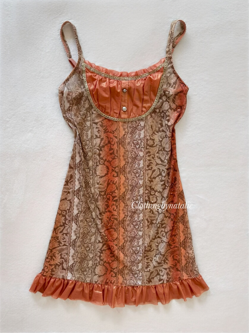 Sheer Orange Mesh Slip Size S