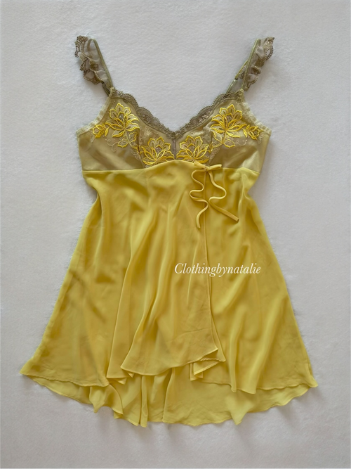 Mustard Chiffon Lace Babydoll Size S