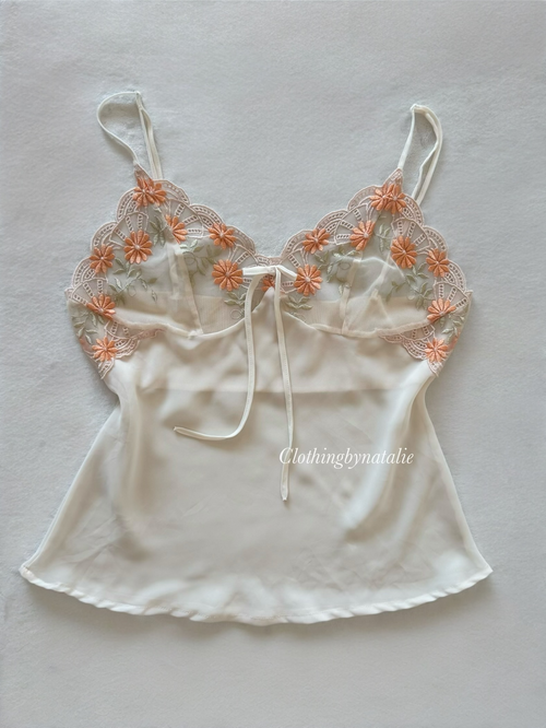 Cream Chiffon Lace Cami Size S