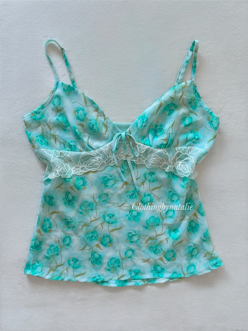 Green Floral Chiffon Cami size M