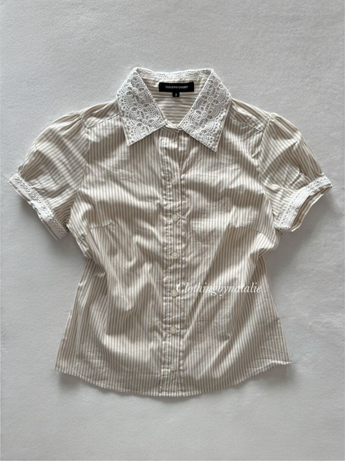 Japanese Stripe Cotton Blouse Size S
