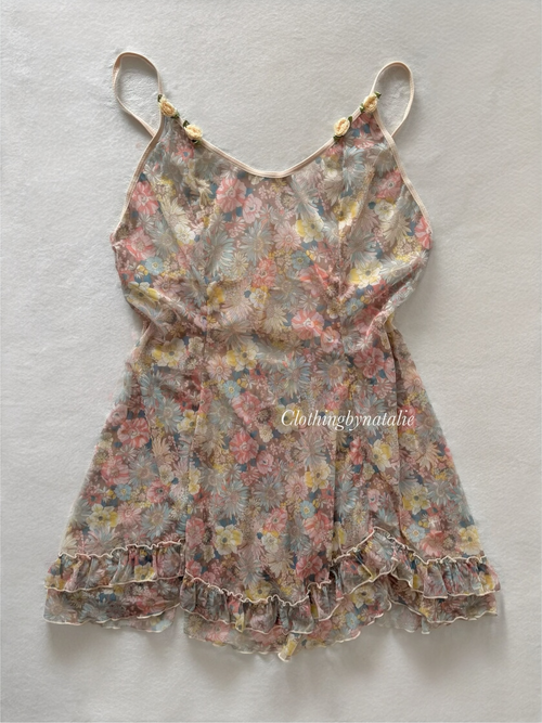 Sheer Floral Mesh Babydoll Size L